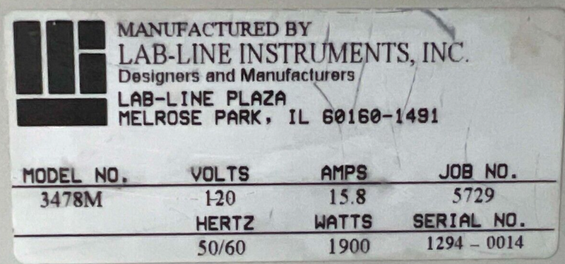 Lab Line 3478M Imperial V Oven, 30-270 deg C *used tested working