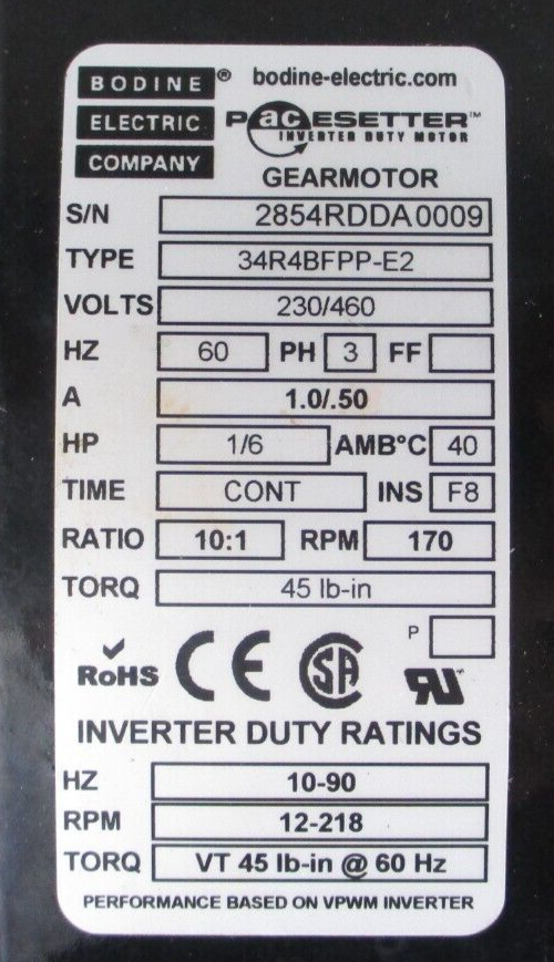 Bodine 34R4BFPP-FX2 Gearmotor, lot of 2 *used working