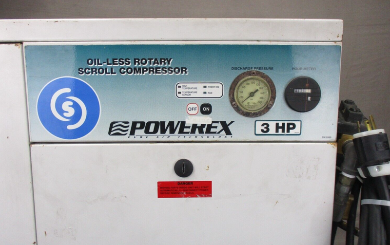 Powerex SES030871 Oil-Less Rotary Scroll Compressor 3PH 10 Gallon *used working