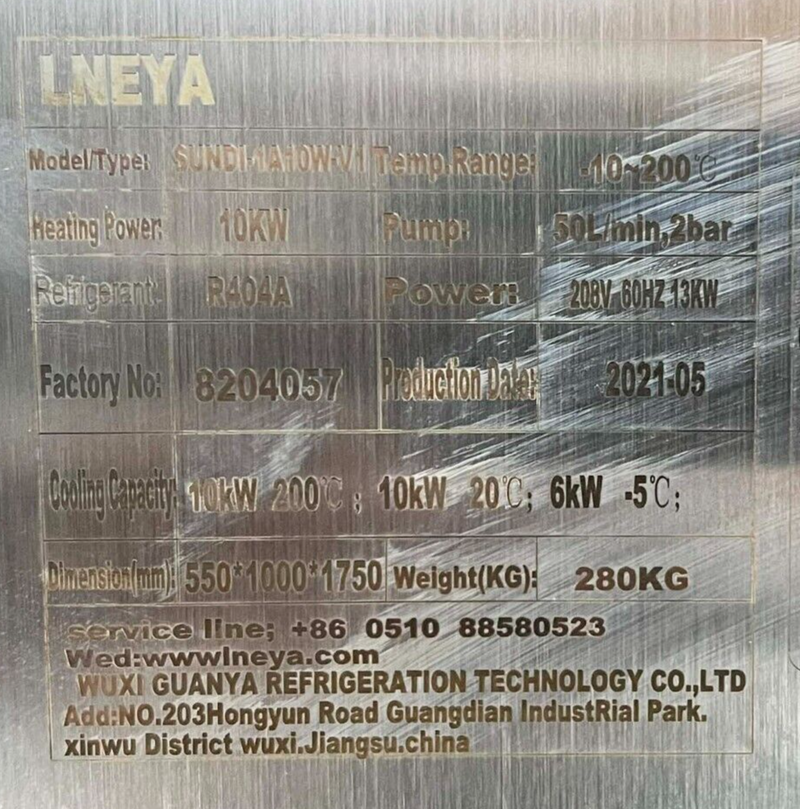 Lneya SUNDI-1A10W-V2 Cooling and Heating Machine, -10 to 200 deg C *untested