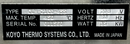 Koyo Thermo Systems CLH-21CD-45S Oven, 450 deg C *used working - Tech Equipment Spares, LLC
