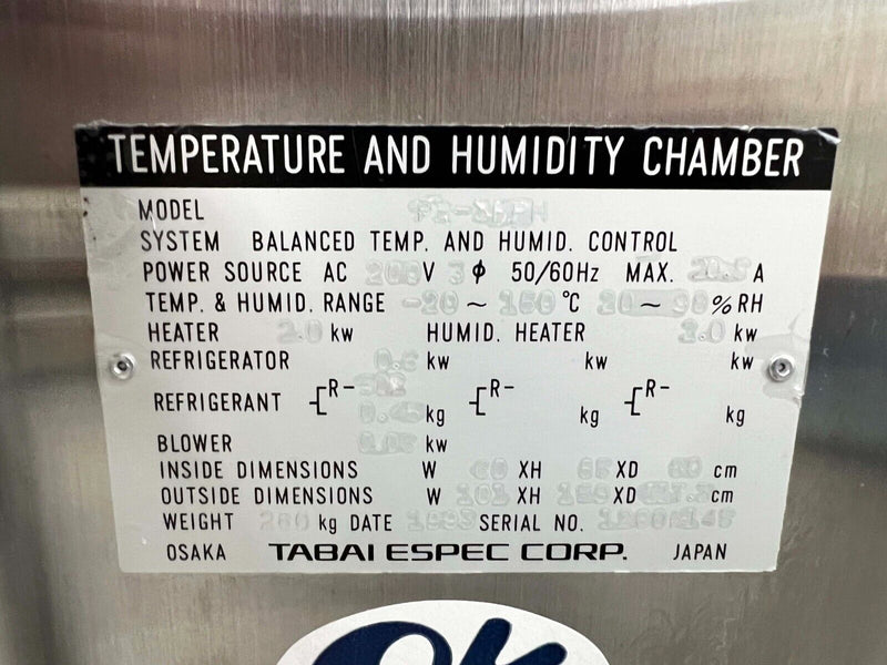 Tabai Espec PR-3FPH Temperature and Humidity Chamber *used tested working