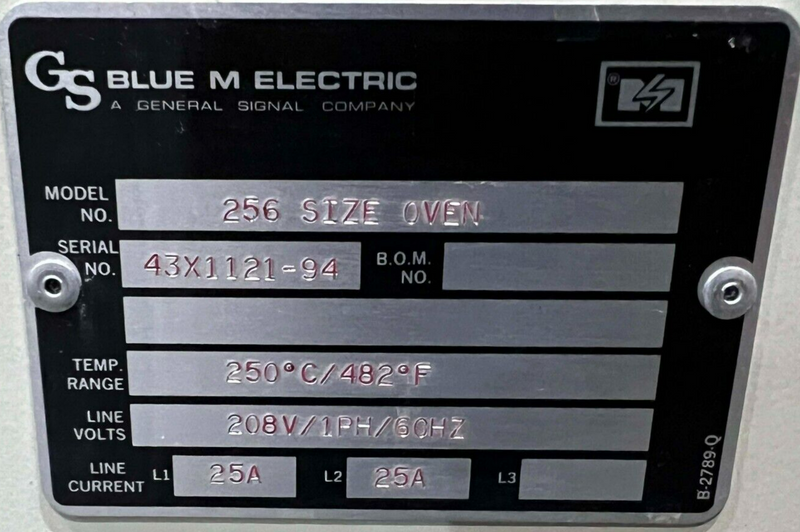 Blue M 256 Oven, 250 deg C/ 482 deg F *used working