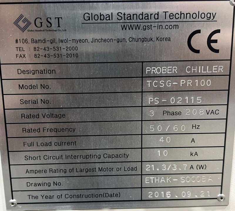 Global Standard Technology GST TCSG-PR100SC Prober Chiller Temperature Control