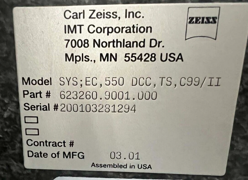 Carl Zeiss Eclipse EC 550 Coordinate Measuring System *used working - Tech Equipment Spares, LLC