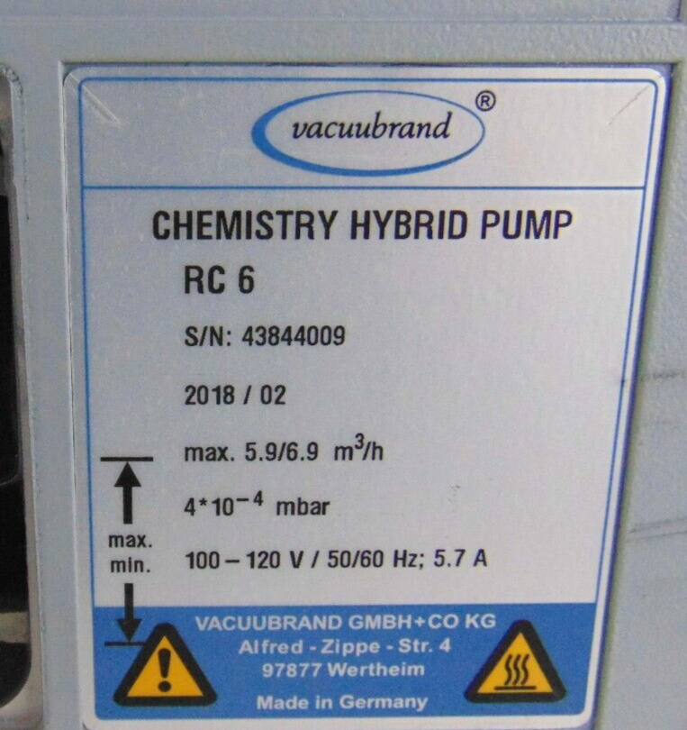 Vacuubrand RC 6 Chemistry Hybrid Pump *used working