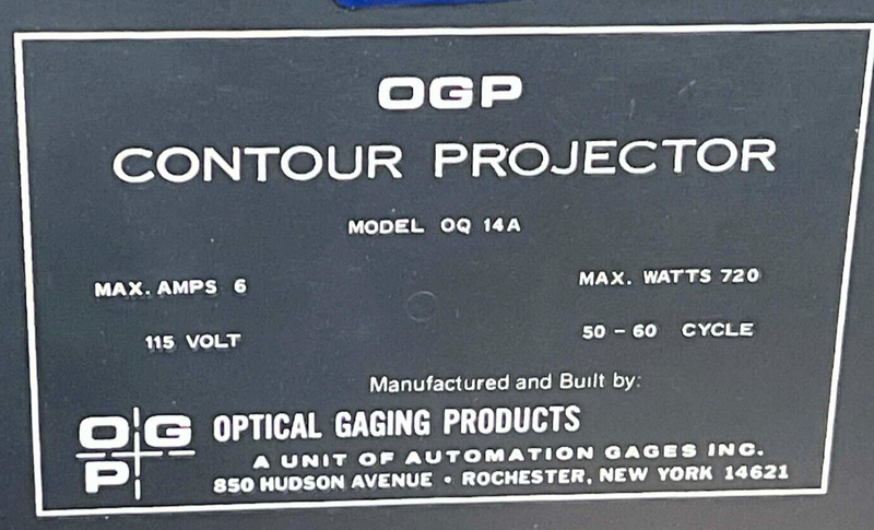 OGP Optical Gaging Products Opticom Qualifier 14A OQ 14A *used working - Tech Equipment Spares, LLC