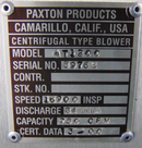 Paxton AT1200 Centrifugal Blower, 15 HP, 208-230/460 VAC, 40-36/18 Amp *working - Tech Equipment Spares, LLC