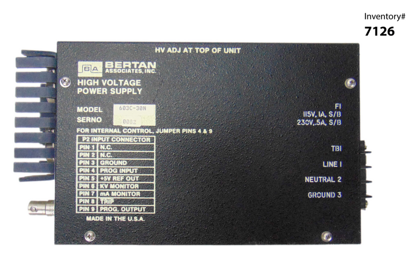Bertan 603C-30N High Voltage Power Supply *used working - Tech Equipment Spares, LLC