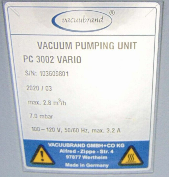 Vacuubrand PC 3002 Vario Vacuum Pumping Unit *used working