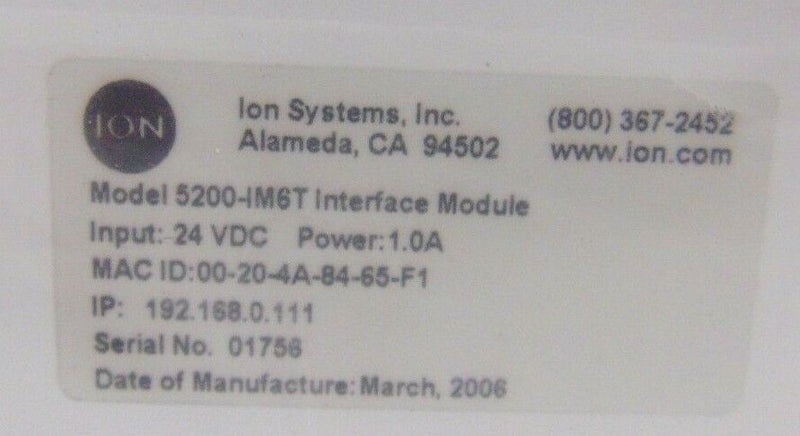 Ion System 5200-IM6T Interface 5225 AeroBar, 3 sets *new surplus