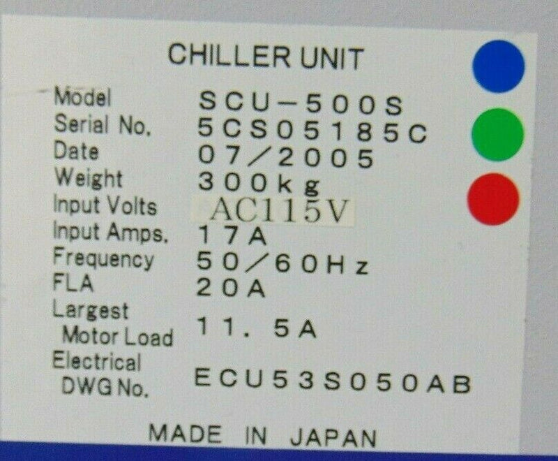 ACCRETECH SCU-500S Chiller Unit *untested