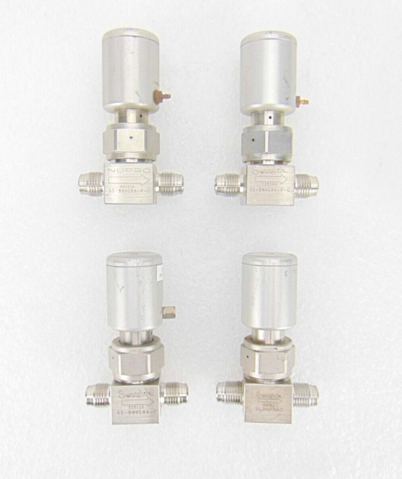 Swagelok SS-BNVCR4-P-C Stainless Steel Valve, lot of 4 *used working