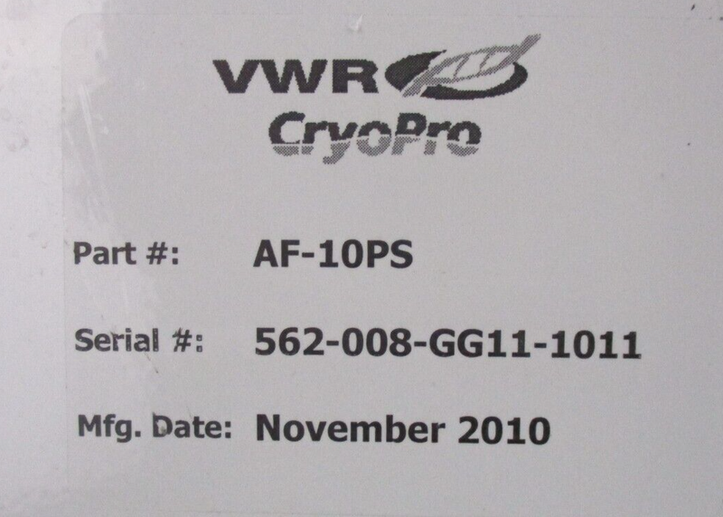 Taylor Wharton VWR CryoPro AF-10PS Cryostorage System *untested, sold as-is