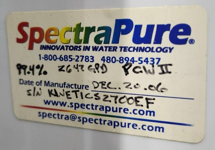 SpectraPure PCWII 2642GPD Reverse Osmosis System Pentair Tanks *new surplus