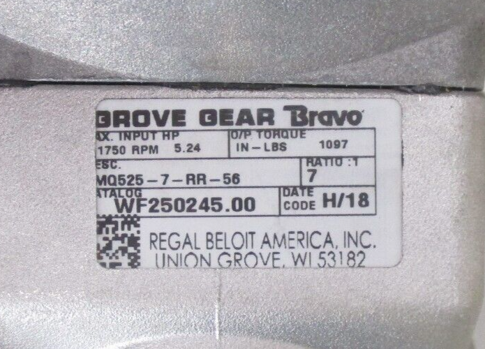 Baldor Relaince VEM3554 Motor Grove Gear Bravo MC525-7-RR-56 *used working