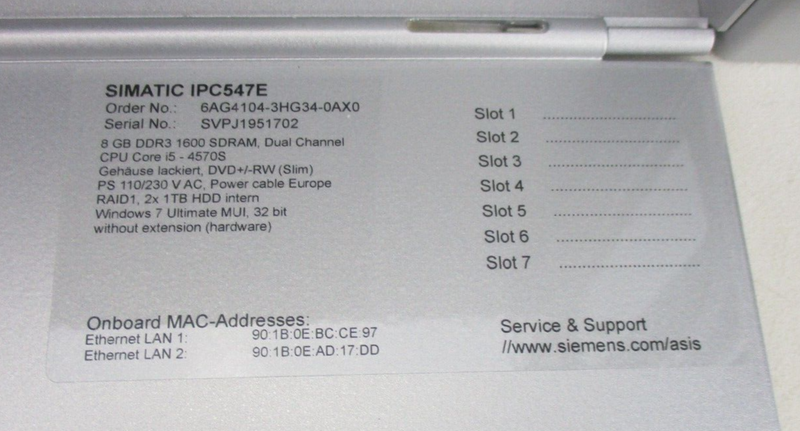 Siemens 6AG4104-3HG34-0AX0 Simatic Industrial PC 19" -Rack *used working