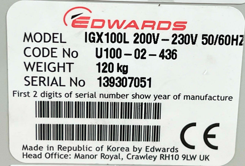 Edwards IGX100L Dry Pump *used working - Tech Equipment Spares, LLC