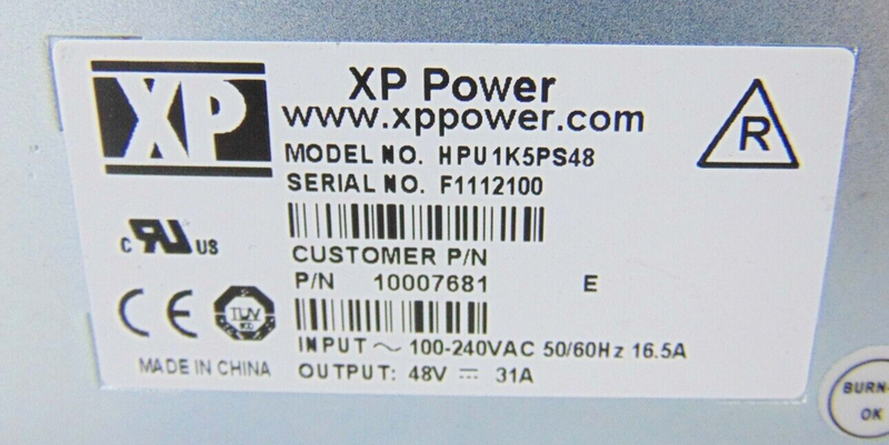 XP Power HPU1K5PS48 10007681 E Power Supply *used working - Tech Equipment Spares, LLC