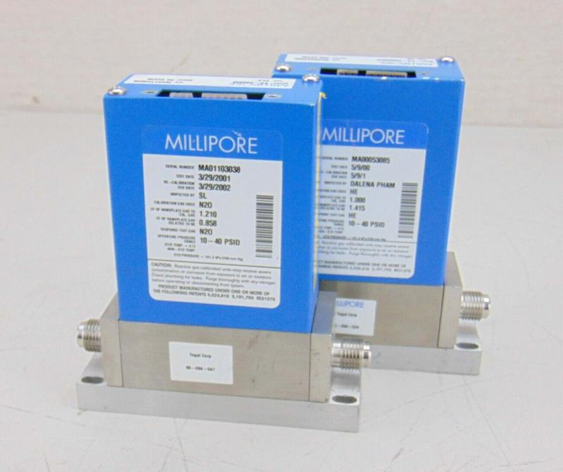 Millipore FC-2900M FC-2900MEP Mass Flow Controller 50cc CL2 200cc He, lot o 2 - Tech Equipment Spares, LLC