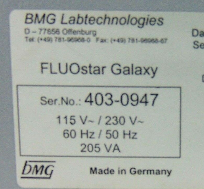 BMG FLUOstar Galaxy Micro Plate Reader - Tech Equipment Spares, LLC