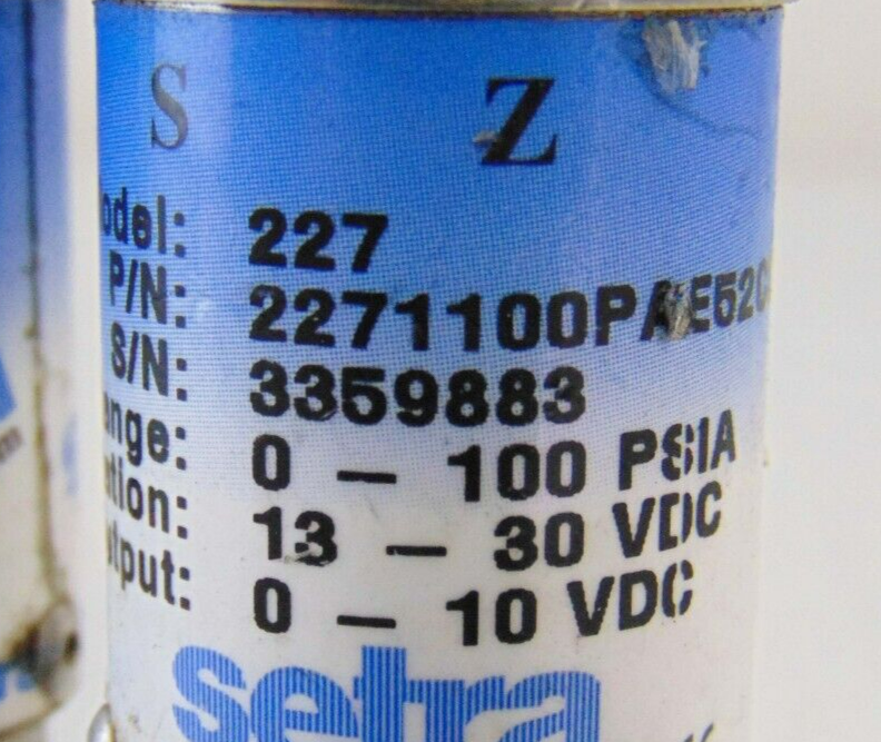 Setra 227 2271100PAE52CD1M Pressure Transducer 1-100 PSIA, lot of 3 *used workin - Tech Equipment Spares, LLC