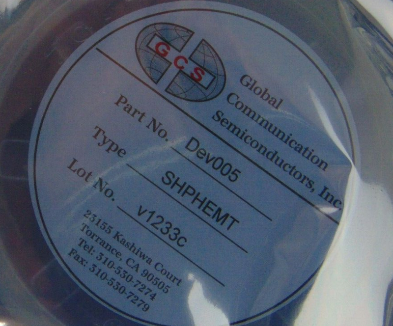 Global Communication Semiconductor GCS DEV005 SHPHEMT 3-inch Wafer, 28-Piece - Tech Equipment Spares, LLC