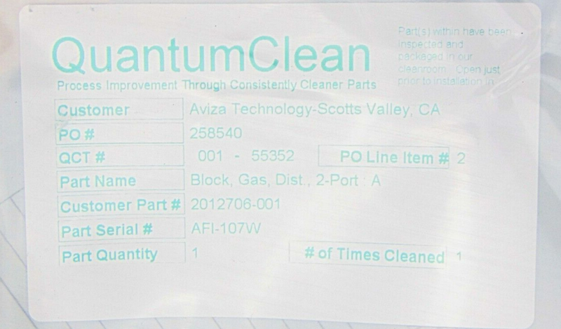 Aviza 2012706-001 AFI-049W Block Gas Distribution 2 Port 300MM NGALD, Rev E *cle - Tech Equipment Spares, LLC