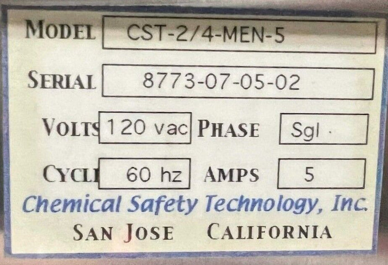 Chemical Safety Technology CST-2/4-MEN-5 Desiccator Airflotek *used working - Tech Equipment Spares, LLC