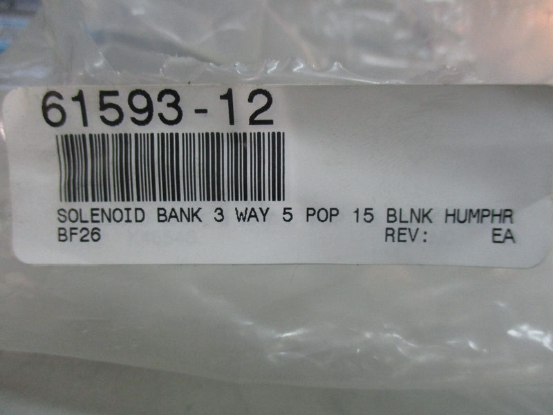 Humphrey 61593-12 Solenoid Bank 3 Way 5 POP 15 Blank Manifold (new surplus) - Tech Equipment Spares, LLC