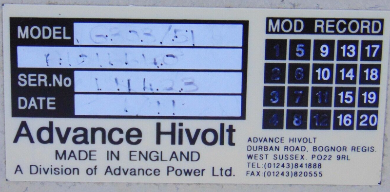 HiTek Power Advance HiVolt GB08 51 Power Supply *used working - Tech Equipment Spares, LLC
