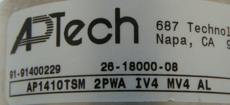 APTech AP1410TSM 2PWA IV4 MV4 AL Regulator; Inlet 2300 PSI, Outlet 100 PSI *used - Tech Equipment Spares, LLC