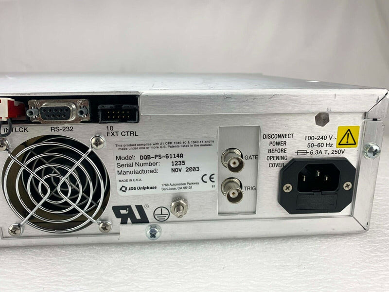 JDSU JDS Uniphase DQB-PS-6114A Q Series Laser Power Supply *used working - Tech Equipment Spares, LLC