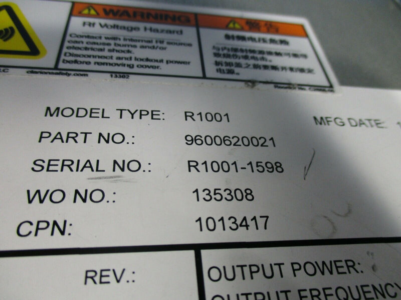 Seren R1001 RF Generator 9600620021, 1000W, 1.7-2.1 MHz (Used Tested Working) - Tech Equipment Spares, LLC