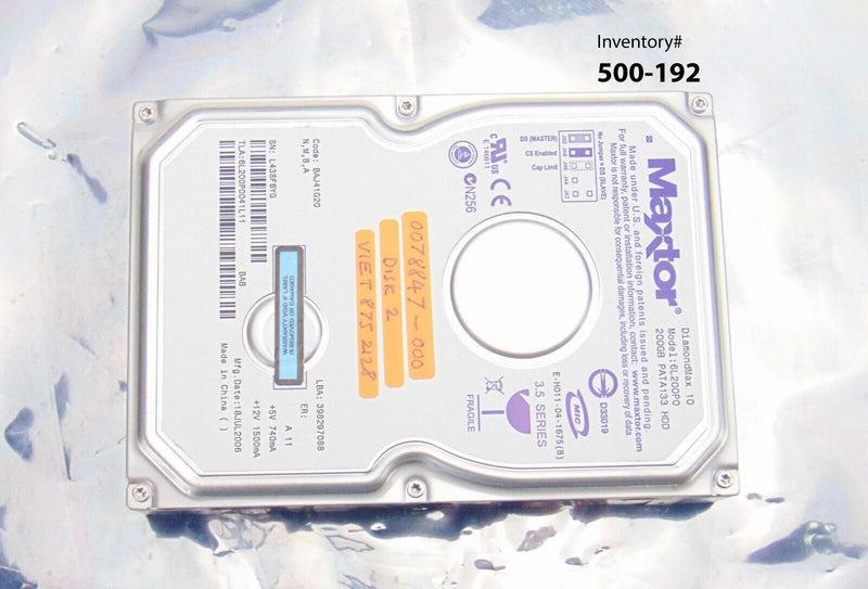 KLA Tencor 0078847-000 Disk 2 Hard Drive *used working - Tech Equipment Spares, LLC