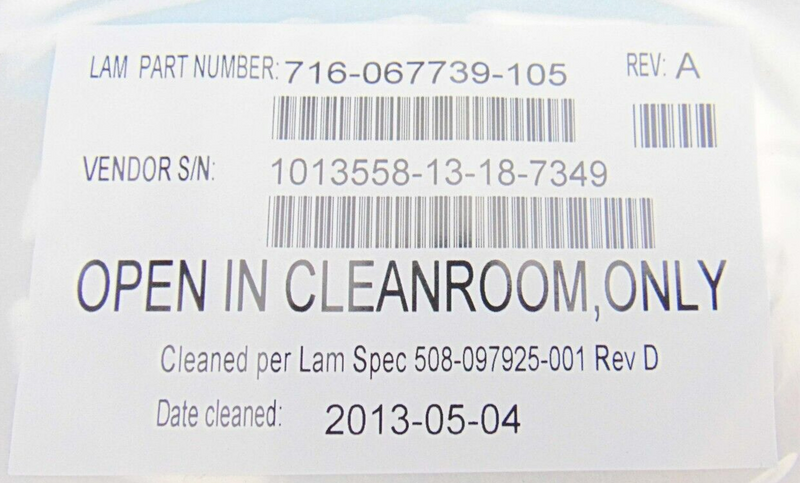 LAM Research 716-067739-105 A Quartz Ring *new surplus - Tech Equipment Spares, LLC