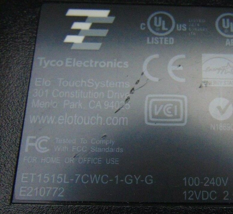Tyco Electronics ET1515L-7CWC-1-1GY-G Touch Screen E210772 *used working - Tech Equipment Spares, LLC