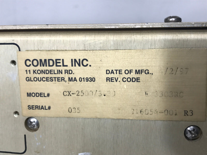 Comdel CX-2500 RF Generator FP3303RC, 208V, 3.39 MHz-2500W, 25 Pin RS-232 - Tech Equipment Spares, LLC