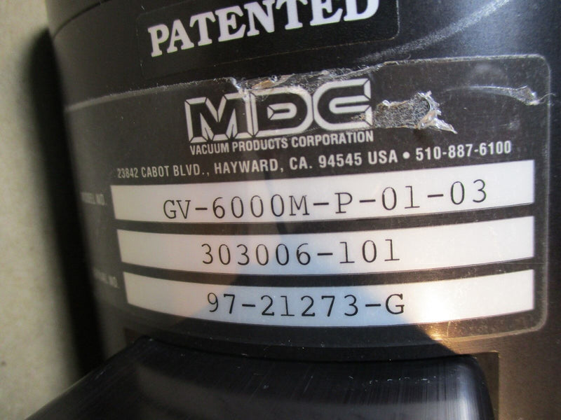 MDC GV-6000M-P-01-03 Gate Valve (Used Working, 90 Day Warranty) - Tech Equipment Spares, LLC