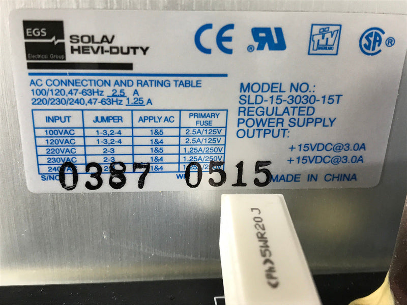 EGS SLD-15-3030-15T Sola Hevi-Duty Regulated Power Supply (used working) - Tech Equipment Spares, LLC