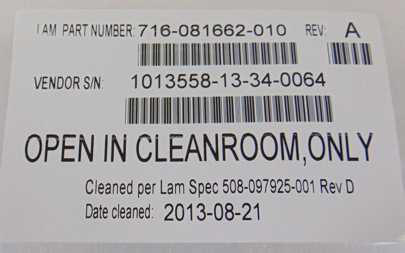LAM Research 716-081662-010 Quartz Ring *new surplus, 90 day warranty* - Tech Equipment Spares, LLC