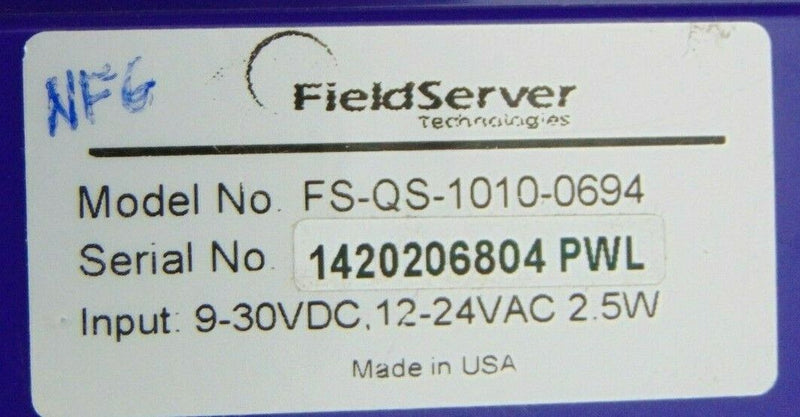 FieldServer FS-QS-1010-0694 QuickServer *new Surplus - Tech Equipment Spares, LLC