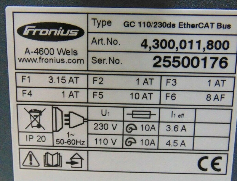 Fronius GC 110/230ds EtherCat Bus 4,300,011,800 GunControl 110 230 *new surplus - Tech Equipment Spares, LLC