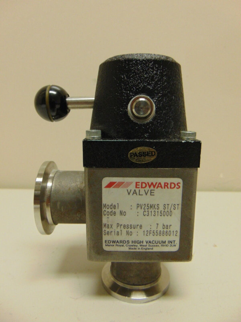 Edwards PV25MKS C31315000 Manual Angle Valve, KF-25 (lot of 4) *used working - Tech Equipment Spares, LLC