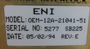 ENI OEM-12A OEM-12A-21041-51 RF Generator, 1250W - Tech Equipment Spares, LLC