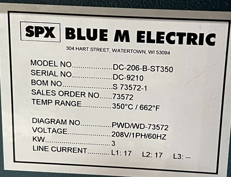 Blue M DC-206-B-ST350 Chamber (0C to 350C) *used working - Tech Equipment Spares, LLC