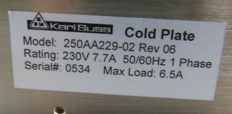 Karl Suss 250AA229-02 Cold Plate Rev 6 Karl Suss ACS200 *used working - Tech Equipment Spares, LLC