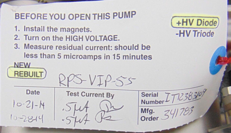 Varian Duniway RPS-VIP-55 HV Diode Ion Pump *refurbished - Tech Equipment Spares, LLC