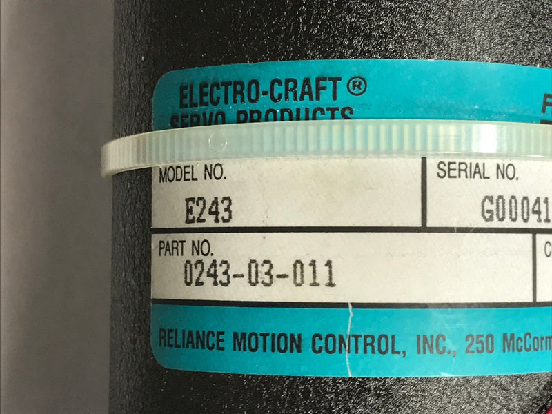 Electro Craft Reliance E243 Servo Motor 0243-03-011 Rev E (used working, 90 day - Tech Equipment Spares, LLC