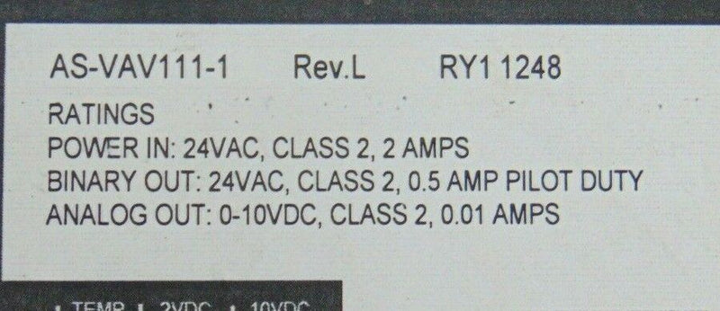 Johnson Controls AS-VAV111-1 Rev. L Variable Air Valve Controller *used working - Tech Equipment Spares, LLC